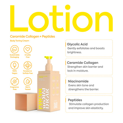 CERAMIDE COLLAGEN + PEPTIDES BODY TONING CREAM  
Firm+smooth