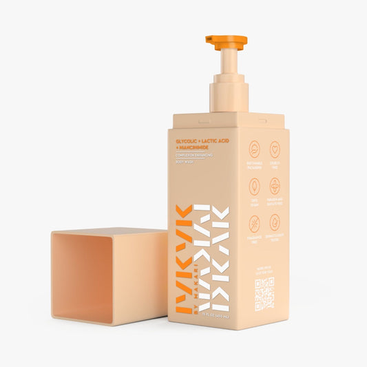 Gently exfoliate with lactic acid niacinamide body wash